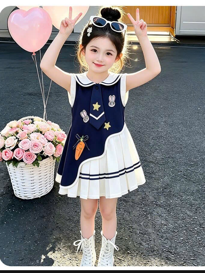 Váy bé gái họa tiết thỏ –72929(Chốt hàng: trước 24h ngày 23/4)