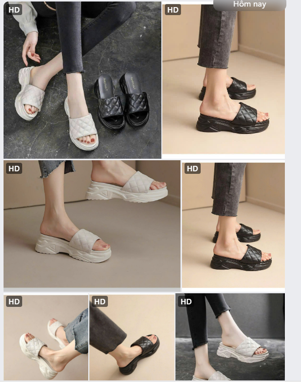 Dép đế xuồng chần trám- 61894 (Chốt hàng: trước 24h ngày 20/5)