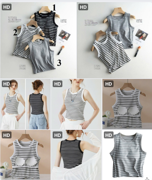 Áo kẻ sát nách kèm bra- 61962(Chốt hàng: trước 24h ngày 22/5)