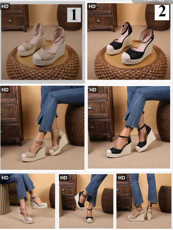 Sandal HK bít mũi đế xuồng cói -62075(Chốt hàng: trước 24h ngày 25/5)