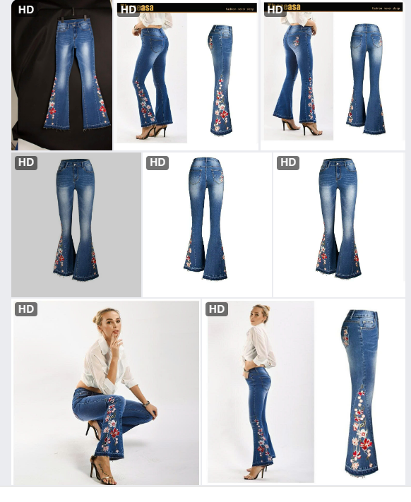 Quần jeans ống loe CC thêu hoa-62319(Chốt hàng: trước 24h ngày 31/5)