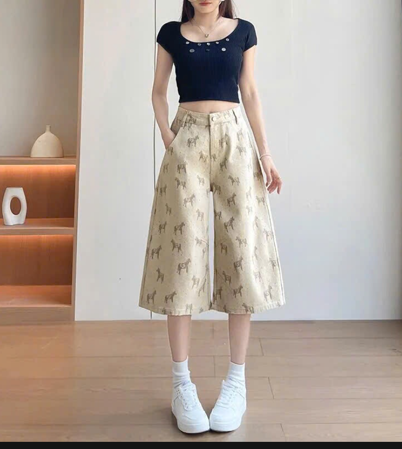 Quần jeans ống rộng họa tiết – 74202(Chốt hàng: trước 24h ngày 29/5 )