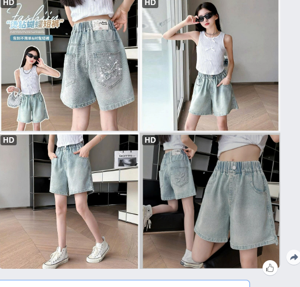 Quần short jeans cánh bướm cho BG-62508(Chốt hàng: trước 24h ngày 05/6)