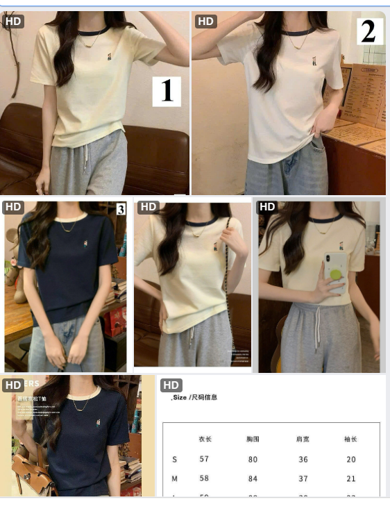 Áo cổ tròn viền màu -62574(Chốt hàng: trước 24h ngày 07/6)