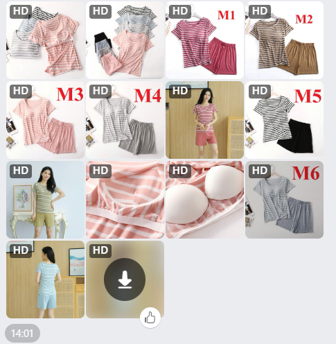 Bộ cotton kẻ kèm bra - 62697(Chốt hàng: trước 24h ngày 10/6)