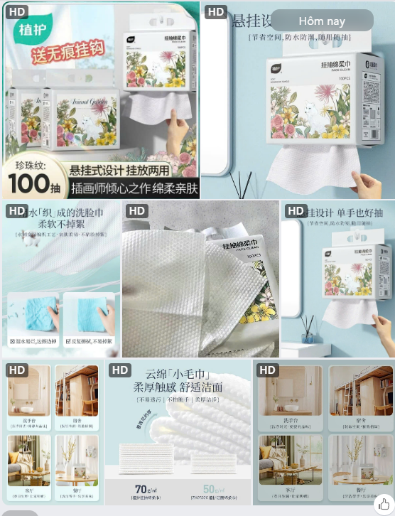 Set 3 gói khăn mặt chuyên dụng - 62758(Chốt hàng: trước 24h ngày 12/6)