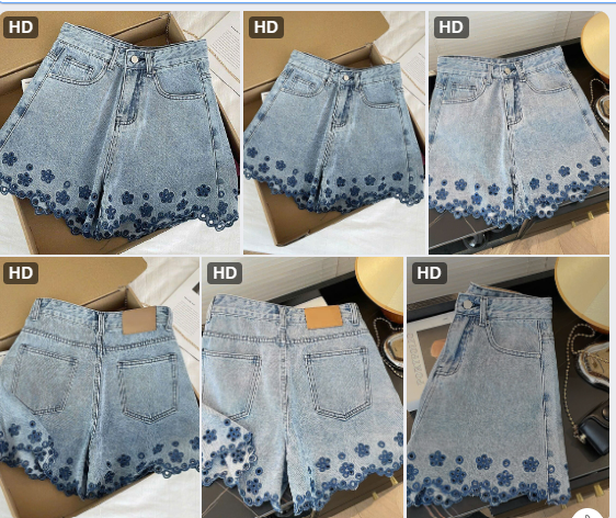 Quần short jeans viền hoa-62903(Chốt hàng: trước 24h ngày 19/6)