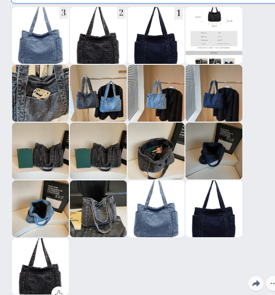 Tote bag vải jeans – 63066(Chốt hàng: trước 24h ngày 24/6)