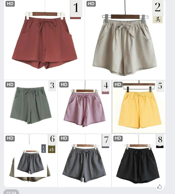 Quần short cotton linen cạp cao- 63170 (Chốt hàng: trước 24h ngày 27/6)