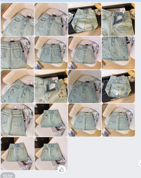 Chân váy jeans thêu dáng ôm - 63175(Chốt hàng: trước 24h ngày 27/6)