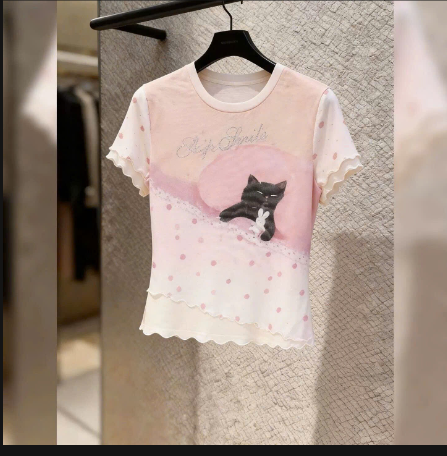 Áo thun nữ mèo đen cute–74497 (Chốt hàng: trước 24h ngày 6/6)