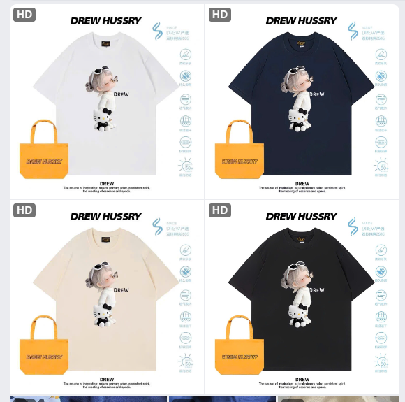 Áo thun DREW HUSSRY cute 74537(Chốt hàng: trước 24h ngày 7/6)