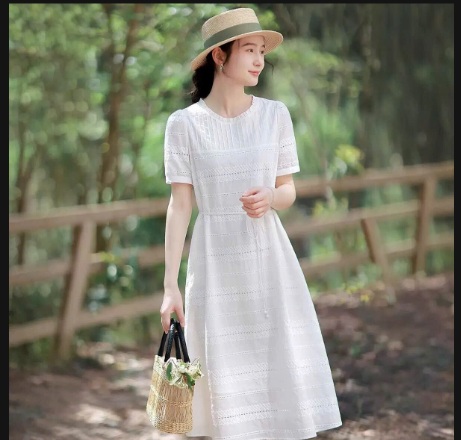 Váy trắng cổ tròn nữ-74564(Chốt hàng: trước 24h ngày 8/6)