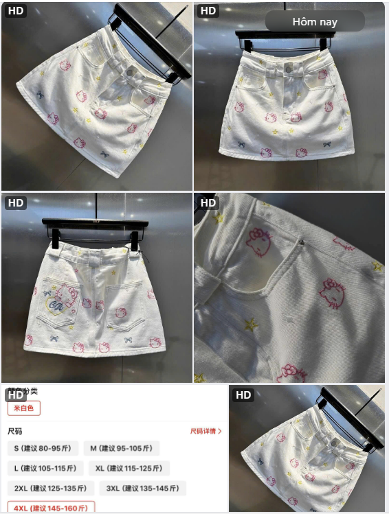 Chân váy trắng Hellokitty-63500(Chốt hàng: trước 24h ngày 06/7)