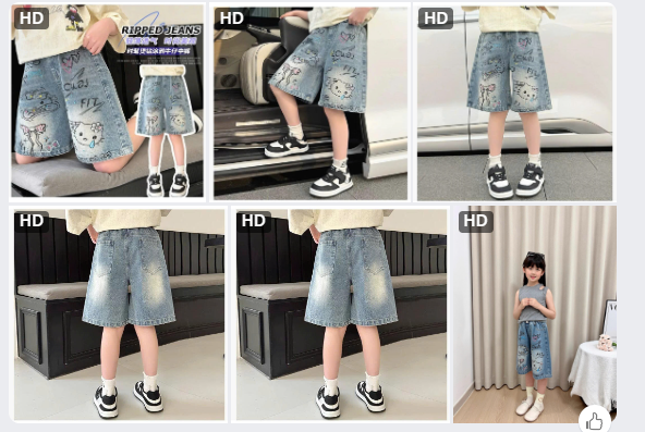 Quần short jeans HelloKitty cho BG -63553(Chốt hàng: trước 24h ngày 07/7)