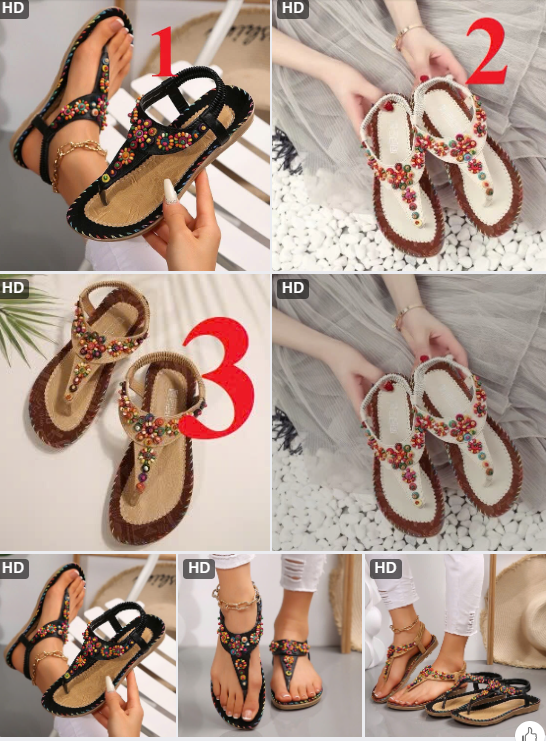 Sandal xỏ ngón quai đính hạt-63586 (Chốt hàng: trước 24h ngày 08/7)