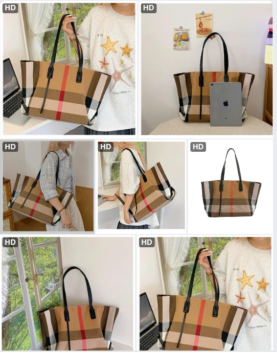 Tote kẻ B.B.RRRRRRRRR- 63626(Chốt hàng: trước 24h ngày 09/7)