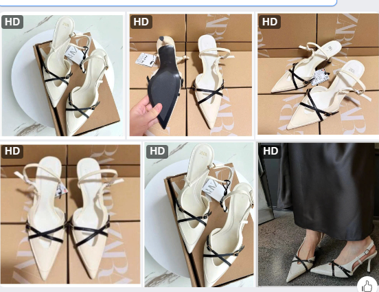 Sandal trắng mũi nhọn ZA Đ8 - 63631 (Chốt hàng: trước 24h ngày 09/7)