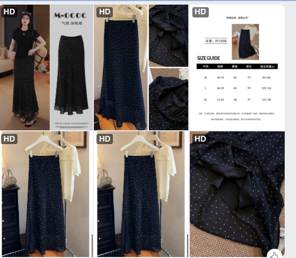 Chân váy đuôi cá chấm bi vintage – 64001 (Chốt hàng: trước 24h ngày 19/7)