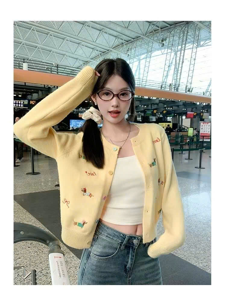 Mã sp: Áo cardigan len thêu cún cute - 79131 (giao 169) ⏰ Chốt hàng: trước 24h ngày 24/10