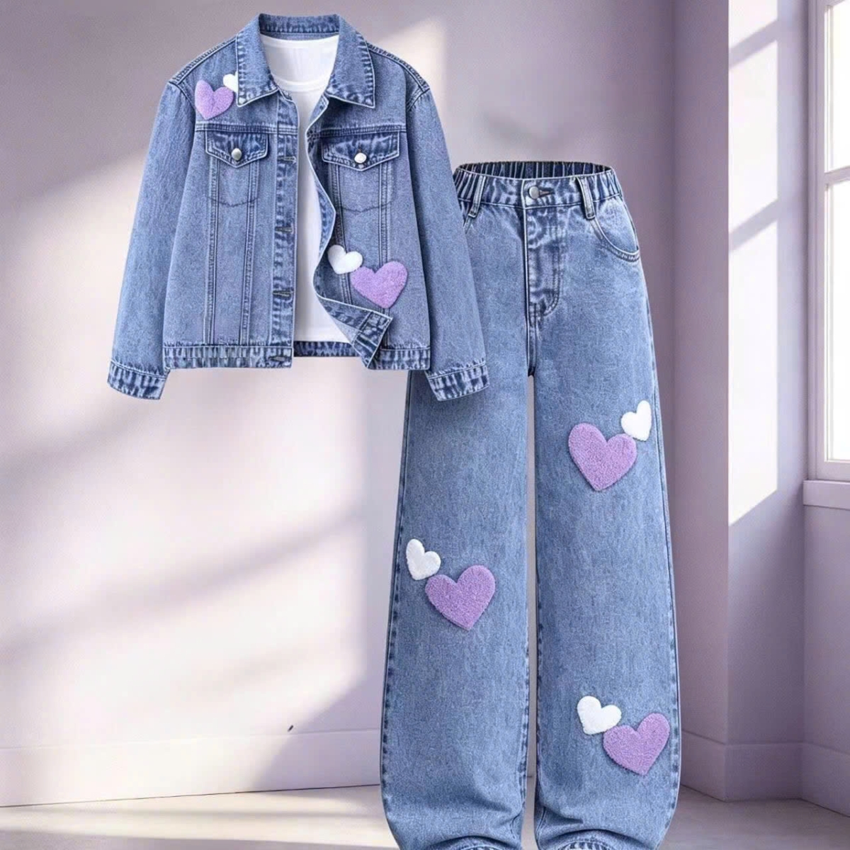 Mã sp: Set áo khoác jeans kèm quần cho bé gái – 79464( giao 319) ⏰ Chốt hàng: trước 24h ngày 29/10