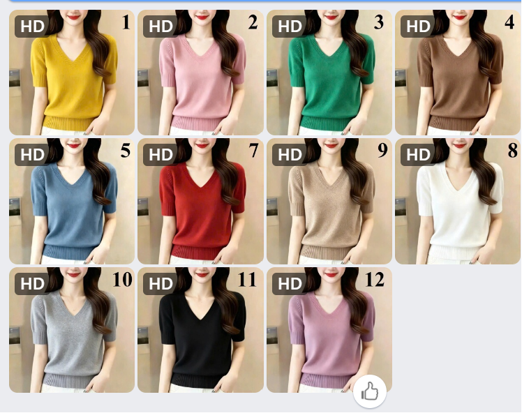 Mã sp: Áo len ngắn tay cổ V nữ –77894  (giao 119) ⏰ Chốt hàng: trước 24h ngày 11/9
