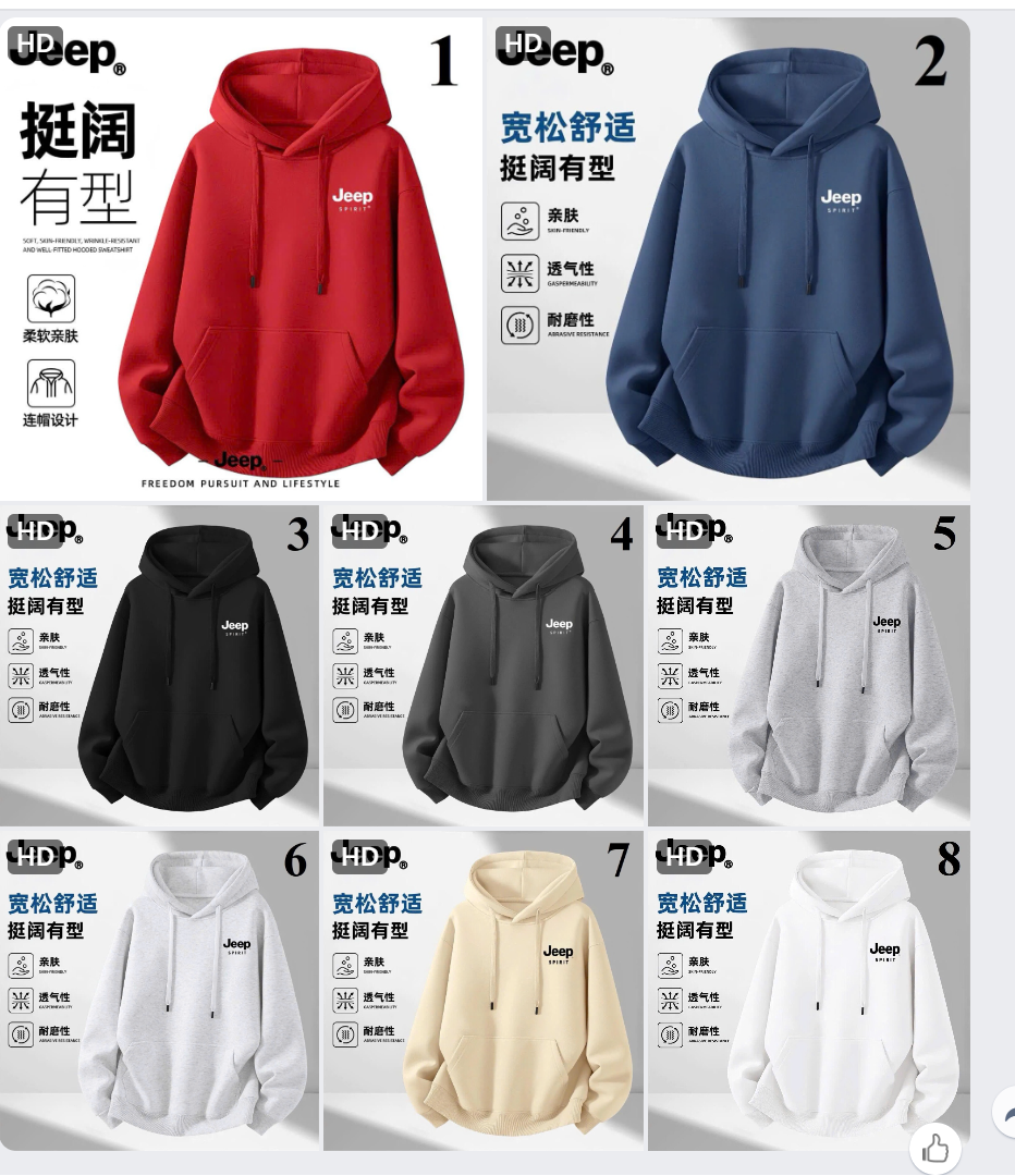 Mã sp: Áo nỉ hoodie Jeep -79238  (giao 169) ⏰ Chốt hàng: trước 24h ngày 27/10